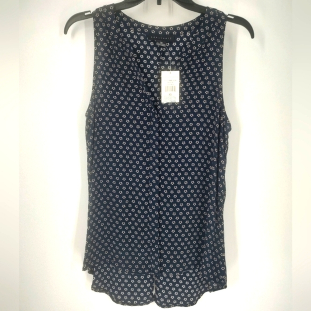 Sanctuary Sleeveless Craft Shell Beige/ Navy Top Size XS NWT